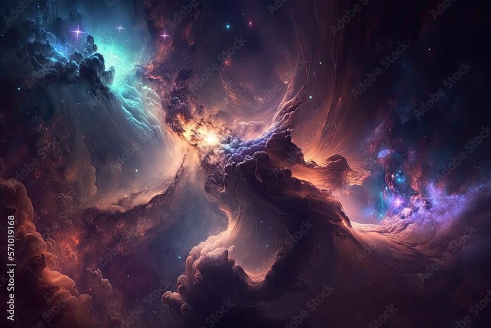 Canvas Prints colorful view of the universe, nebula and milky way. generative ai