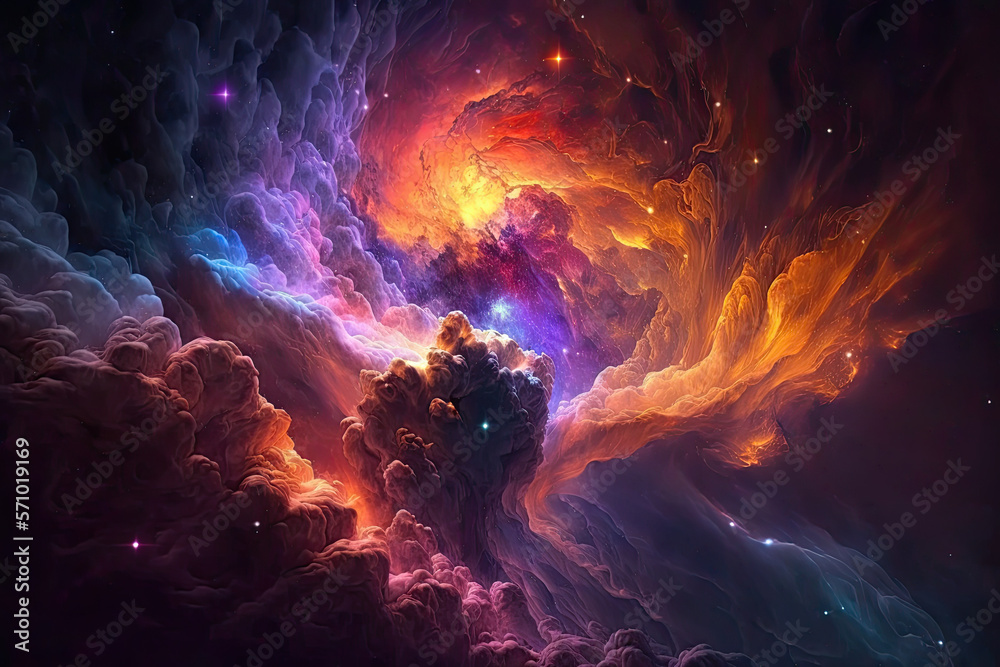 Canvas Prints colorful view of the universe, nebula and milky way. generative ai