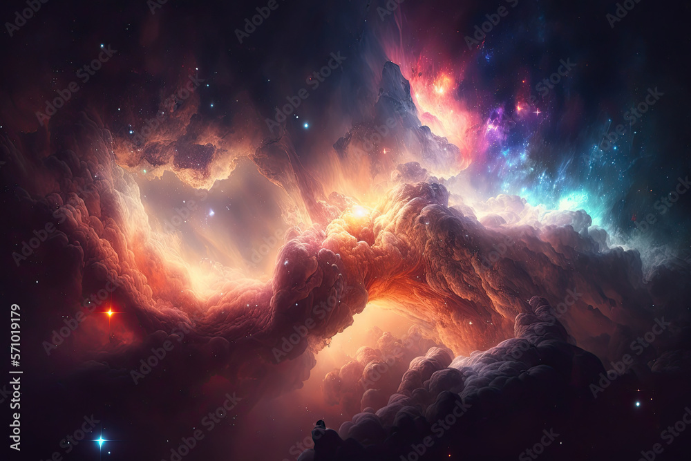 Canvas Prints colorful view of the universe, nebula and milky way. generative ai