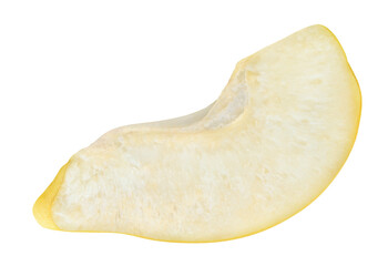 Isolated slice of quince fruit