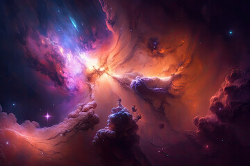 Colorful view of the universe, nebula and milky way. Generative AI