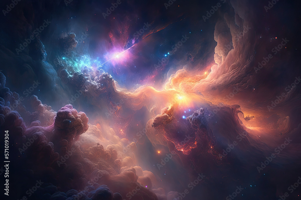 Canvas Prints colorful view of the universe, nebula and milky way. generative ai