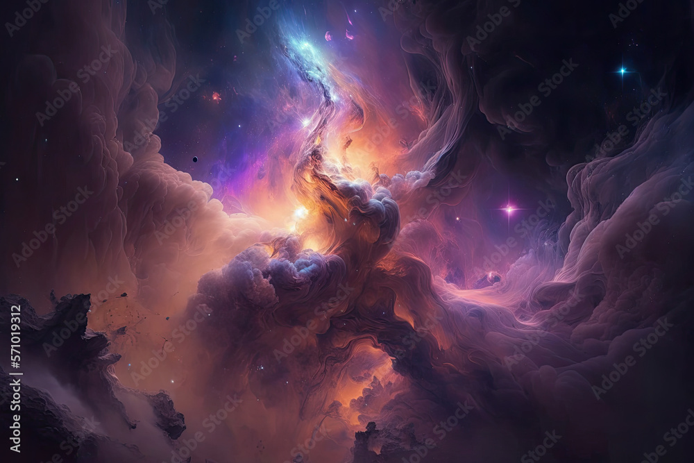 Canvas Prints colorful view of the universe, nebula and milky way. generative ai