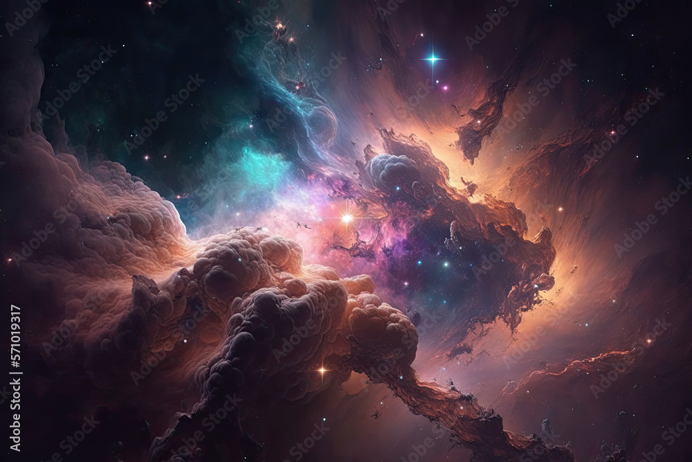 Canvas Prints colorful view of the universe, nebula and milky way. generative ai