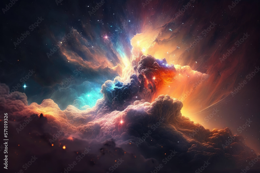 Canvas Prints colorful view of the universe, nebula and milky way. generative ai