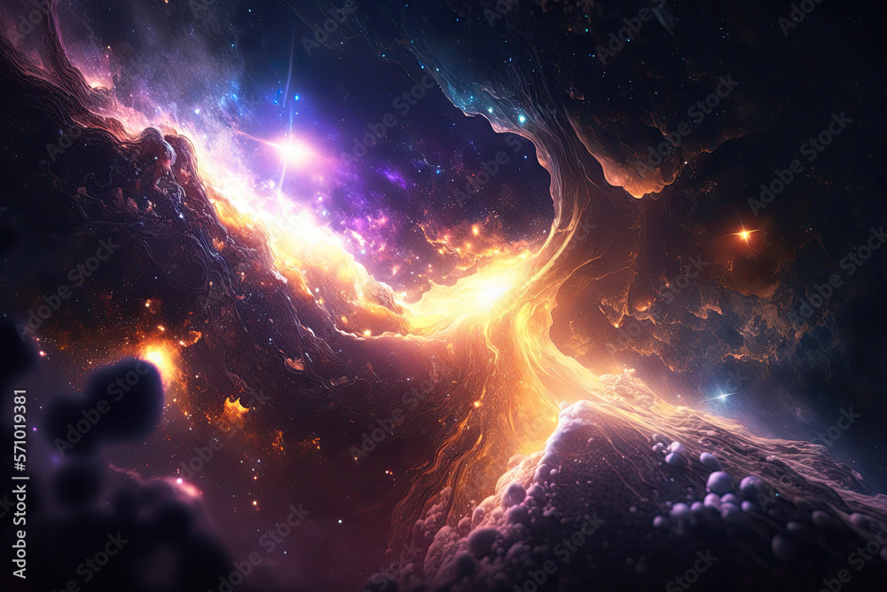 Canvas Prints colorful view of the universe, nebula and milky way. generative ai