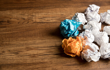 Crumpled papers on the table