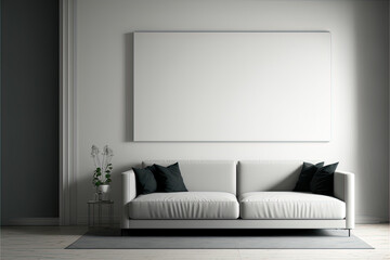Minimal lounge with blank canvas/picture on the wall