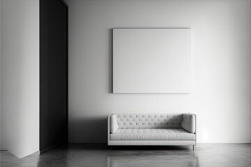 Minimal lounge with blank canvas/picture on the wall