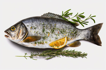 Grilled fish on white background. generative AI