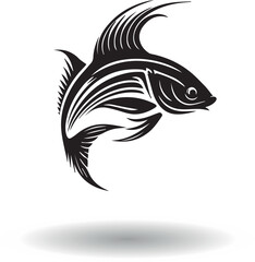  Stylized black fish on a white background.