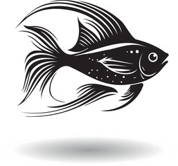  Stylized black fish on a white background.