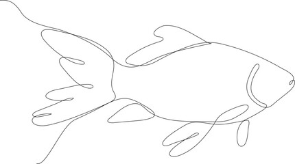Fototapeta premium A simple continuous line drawing of ornamental fish. Minimalist Animals concept, simple line, vector illustration, black and white design.