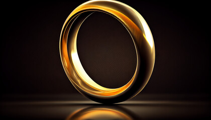 Golden ringisolated with a dark backgrop background in shiny light, generative ai
