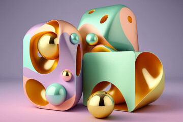 3d render of a set of icons with symbols