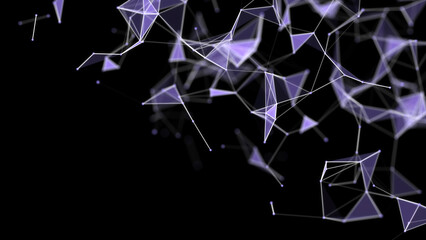 Network modern connection technology. Abstract background with glass triangles. Digital futuristic texture backdrop or wallpaper. Big data visualization. 3D rendering.