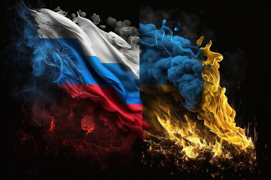 Premium AI Image  Burning russian flag