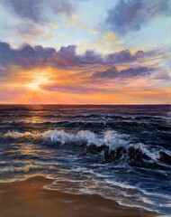 Obraz premium Golden sunrise on the beach