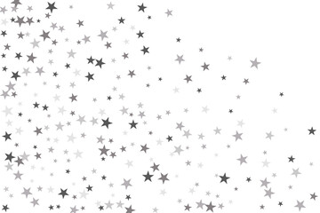 Star confetti. Silver casual confetti background. Bright design pattern.