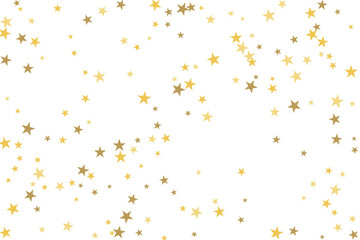 Star confetti. Gold casual confetti background. Bright design pattern.
