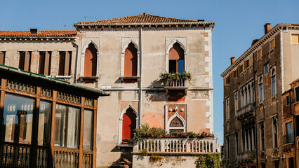 Obraz premium Streets and buildings in venice italy italia roman ancient architecture gothic style water gondola murano glass