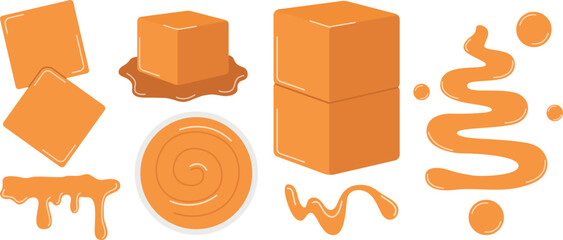 Various shapes of caramel, vector illustration