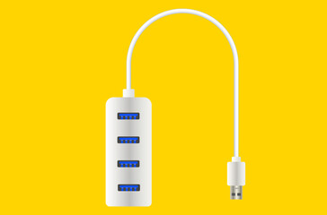 white usb extension cable with four usb ports
