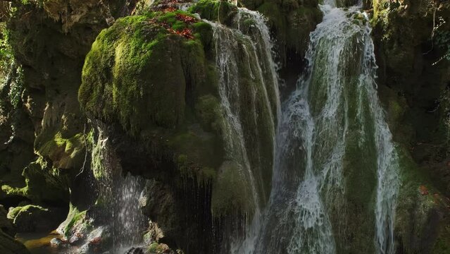 Bigar waterfall and autumn foliage, Romania, 4k