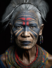 Tribal Woman Portrait-vibrant face paint
Generative AI