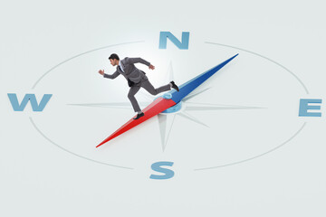 Businessman with compass looking for direction