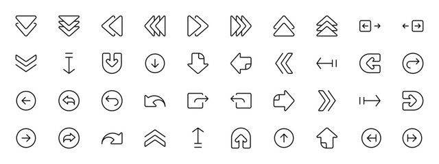 Arrow icon, direction icons set sign and symbol vector design, Editable Stroke and Suitable for Web Page, Mobile App, UI, UX design.	