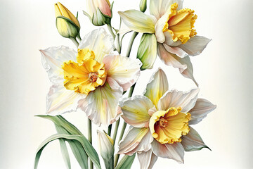 Obraz na płótnie Canvas Dafodil Flowers, Illustration, Generative AI