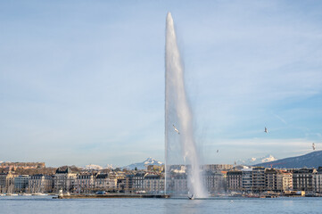 la rade de Genève et son jet d'eau