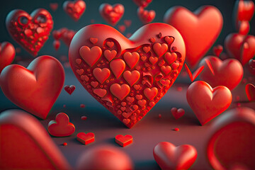 red hearts background, Valentine's day