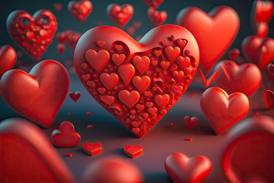 red hearts background, Valentine's day
