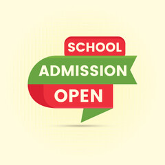 red green school admission open banner sticker label for social media post template