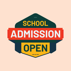 red green school admission open banner sticker label for social media post template