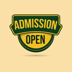 colorful admission open badge design for social media post template