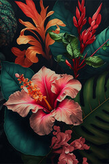 Beautiful big flowers. Generative Ai