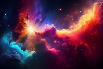 Obraz na płótnie Canvas Deep space abstract colorful background with galaxy, stars and cosmic gas nebula type. Generative AI
