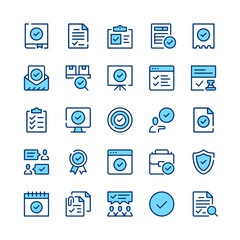 Check mark line icons. Set of check mark icons. Blue color. Vector line icons set