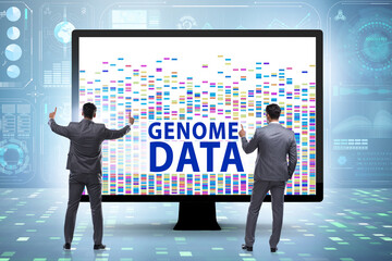 Businessman in genome data concept