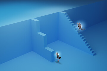 Gender inequality in career ladder concept