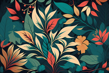 seamless floral pattern with flowers and leaves
