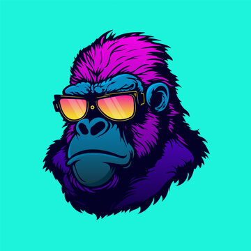 Gorilla head mascot. Vector logo design.