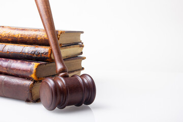 Judge gavel on white background. Law and justice background