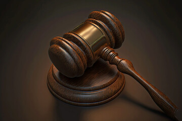 wooden hammer for justice and fairness in form of gavel on dark background