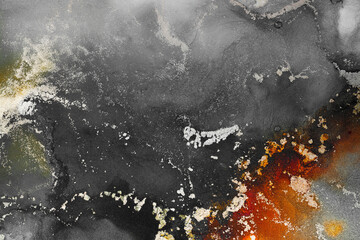 Burning abstract background from marble ink art of exquisite original painting . Painting was...