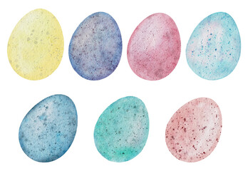 Easter Eggs. A set of colorful illustrations for hand painting eggs in watercolor style.