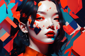 Retrato cara moda asiática K-pop, creado con IA generativa